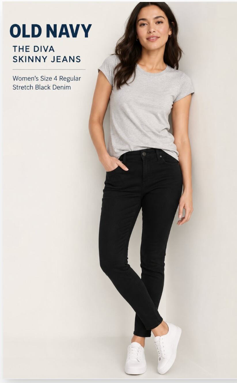 Old Navy The Diva Black Skinny Jeans Women’s 4 Stretch Denim Mid Rise Casual